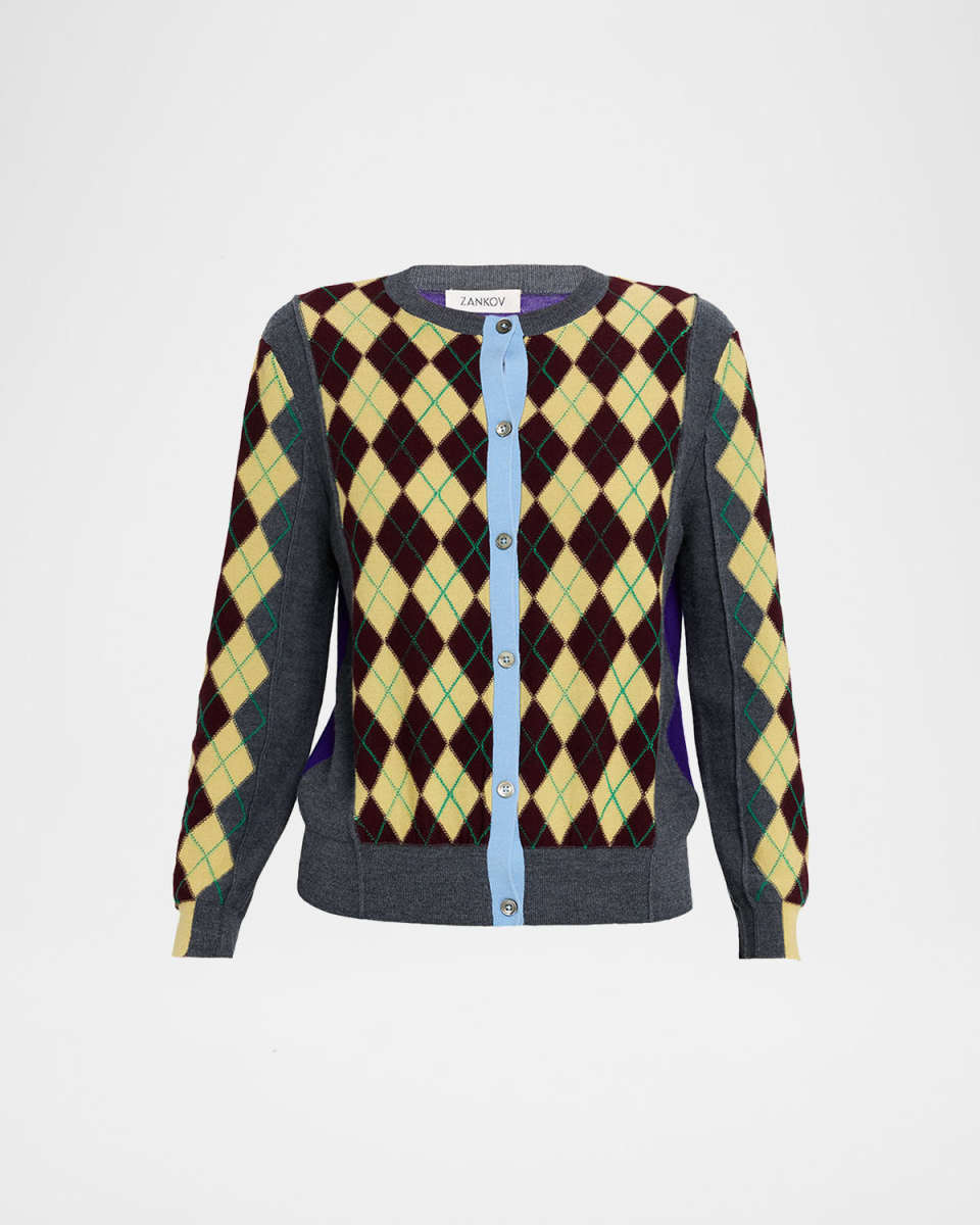 William Colorblock Argyle Cardigan